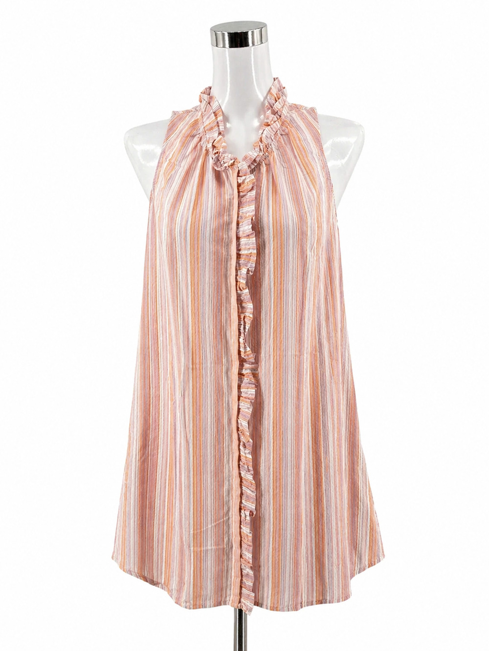 Sundays Anthropologie Ruffled Striped Tunic Mini Dress Size XS